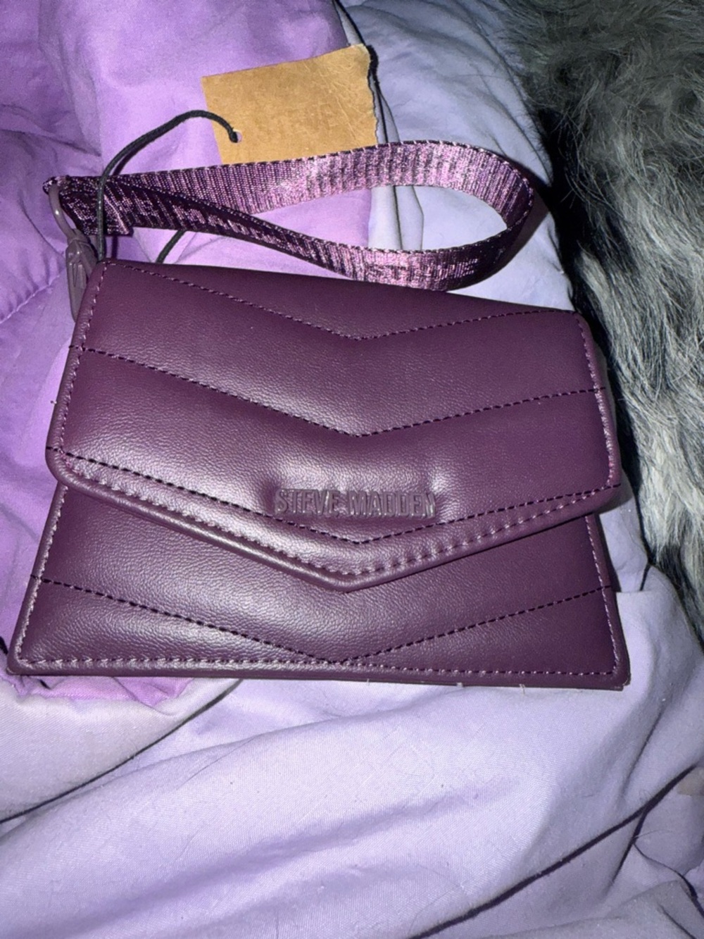 Steve Madden Plum Quilted Wristlet Crossbody
